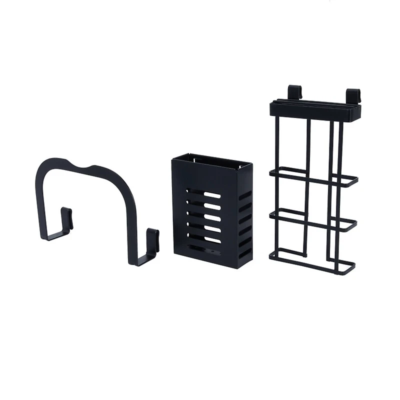 Household Essentials 12" Black Metal 2-Tier Countertop Caddy with Cutouts