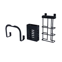 Household Essentials 12" Black Metal 2-Tier Countertop Caddy with Cutouts