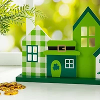 Glitzhome® 16" St. Patrick's Wooden Lucky House Table Décor