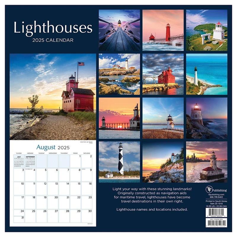 TF Publishing 2025 Lighthouses Wall Calendar
