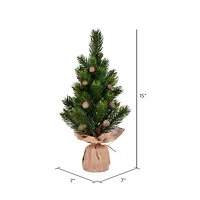 15" Unlit Spruce Sapling Artificial Christmas Tree Set