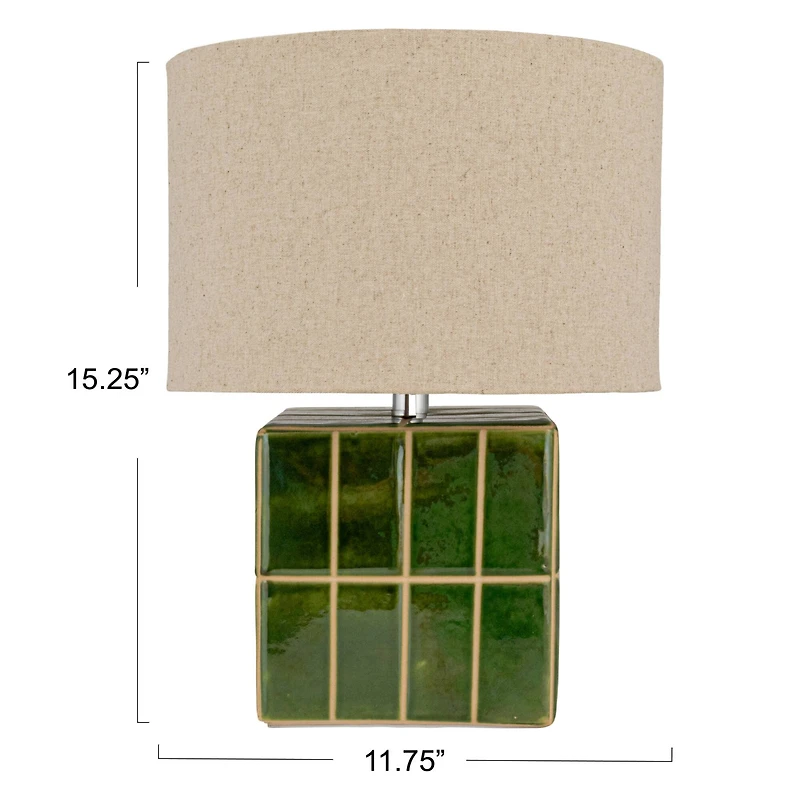 Hello Honey® 15" Green & White Ceramic Table Lamp