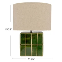 Hello Honey® 15" Green & White Ceramic Table Lamp