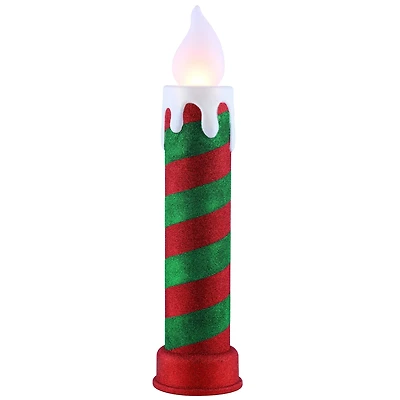 24" Red & Green Blow Mold Stripe Candle