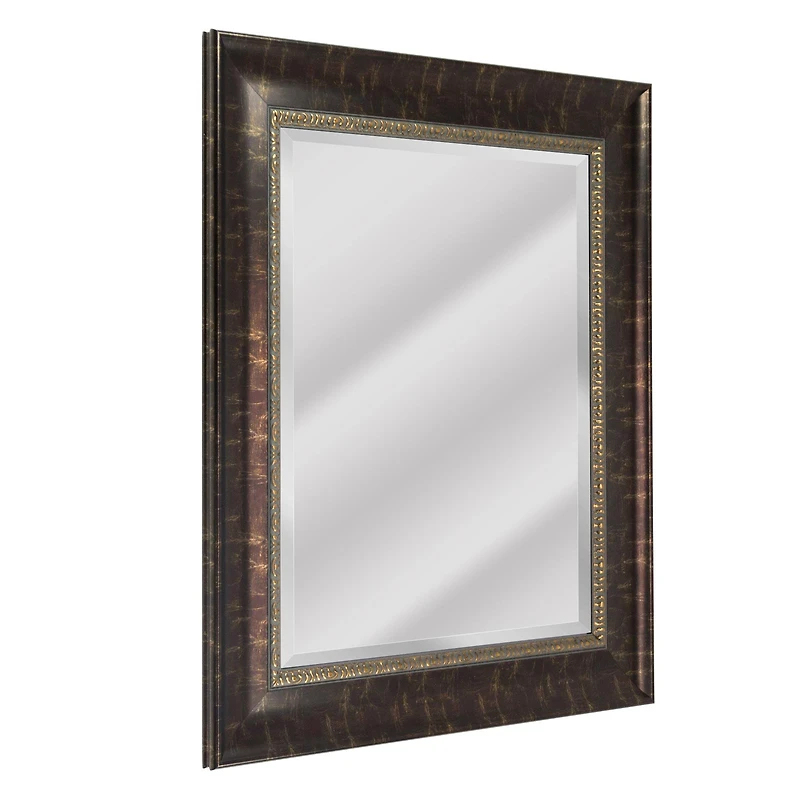 Head West 32" Distressed Embossed Bronze Framed Wall Vanity Mirror
