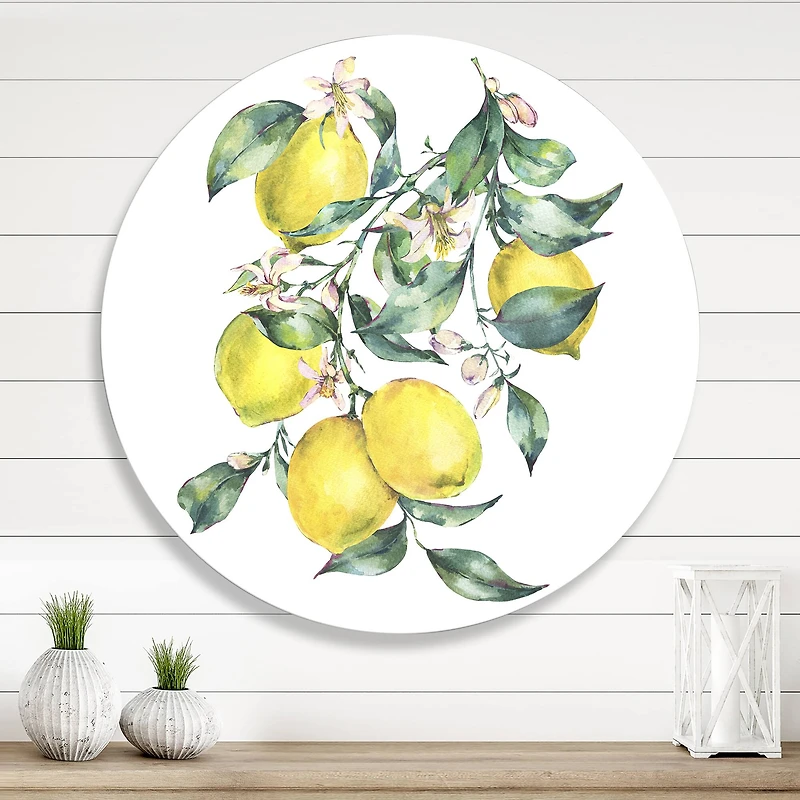Designart - Branch of Yellow Lemons and Leaves I