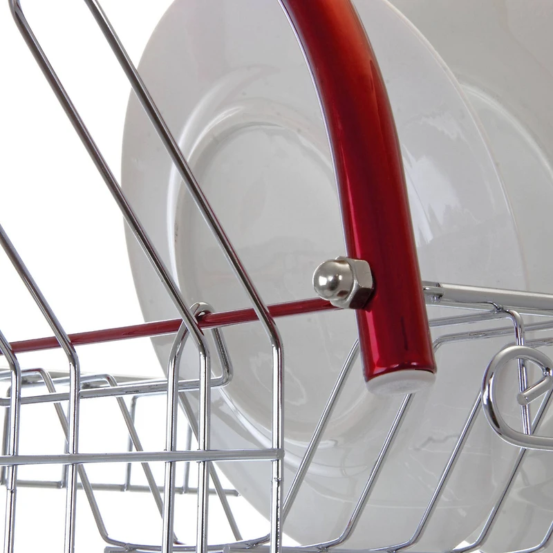 MegaChef 16" Red 2-Shelf Iron Wire Dish Rack