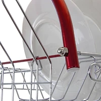 MegaChef 16" Red 2-Shelf Iron Wire Dish Rack