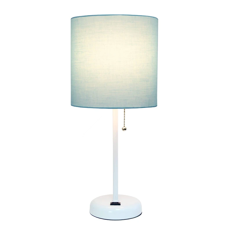 LimeLights White Base Lamp with Charging Outlet
