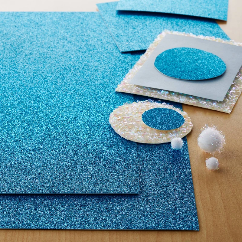 Blue Bermuda Silk Glitter Paper by Recollections®, 12" x 12"