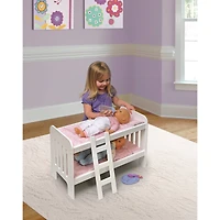 Badger Basket Pink & White Doll Bunk Bed with Bedding & Ladder