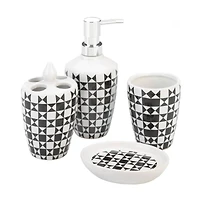 Geometric Pattern Bath Accessory Set 3.25" x 3.25" x 7.25" each