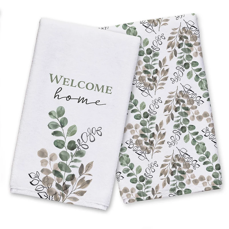 Sage Tan Leaves 16" x 25" Towel Set