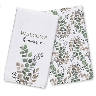 Sage Tan Leaves 16" x 25" Towel Set