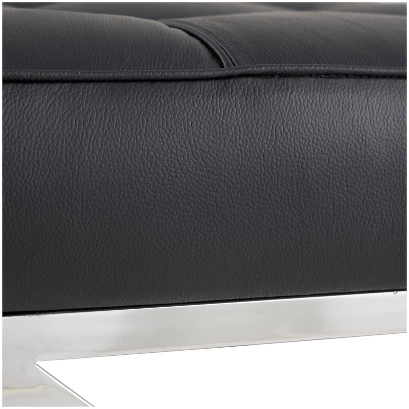 19" Leather Stool with Stainless Steel Supports