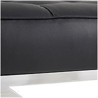 19" Leather Stool with Stainless Steel Supports