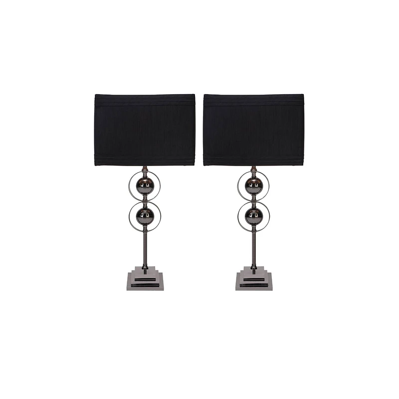 25" Black Metal Modern Table Lamp, 2ct.