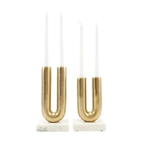 Gold Aluminum U-Shaped Candle Holder Set