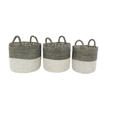 White Seagrass Contemporary Storage Basket Set