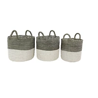White Seagrass Contemporary Storage Basket Set