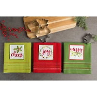 DII® Assorted Holiday Greetings Embellished Dishtowel Set