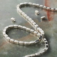 Silver Metal Square Tube Beads, 5mm by Bead Landing™
