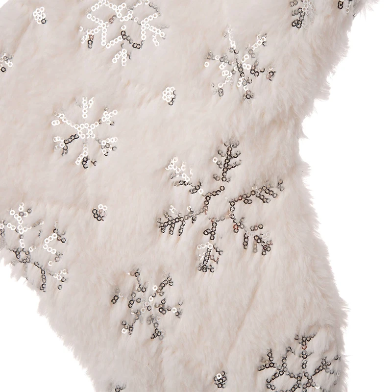 Glitzhome® 21" White Plush with Snowflake Christmas Stocking, 2ct.