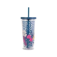 Steel Mill & Co. 24oz. Mosaic Floral Tumbler with Straw