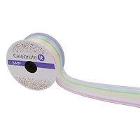 1.5" x 3yd. Pastel Rainbow Striped Wired Sheer Ribbon by Celebrate It™ 360°™