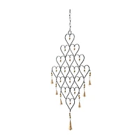 Gold Industrial Hearts Windchime, 16" x 1" x 27"