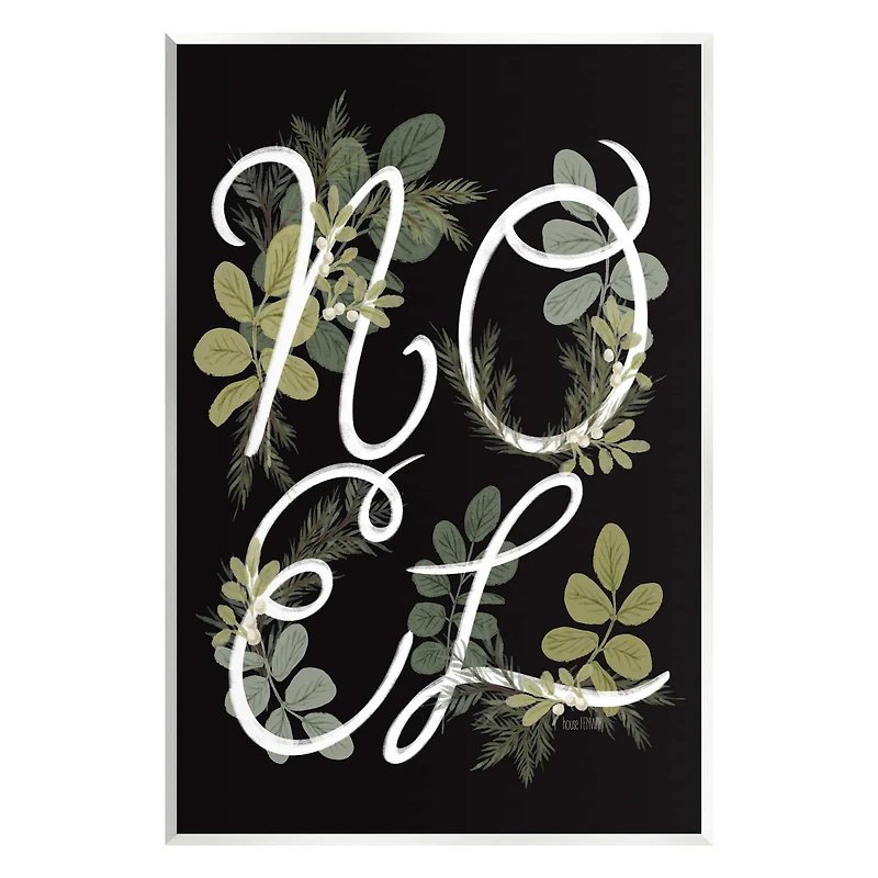 Stupell Industries Noel Intertwined Botanical Leaves Wall Plaque Art