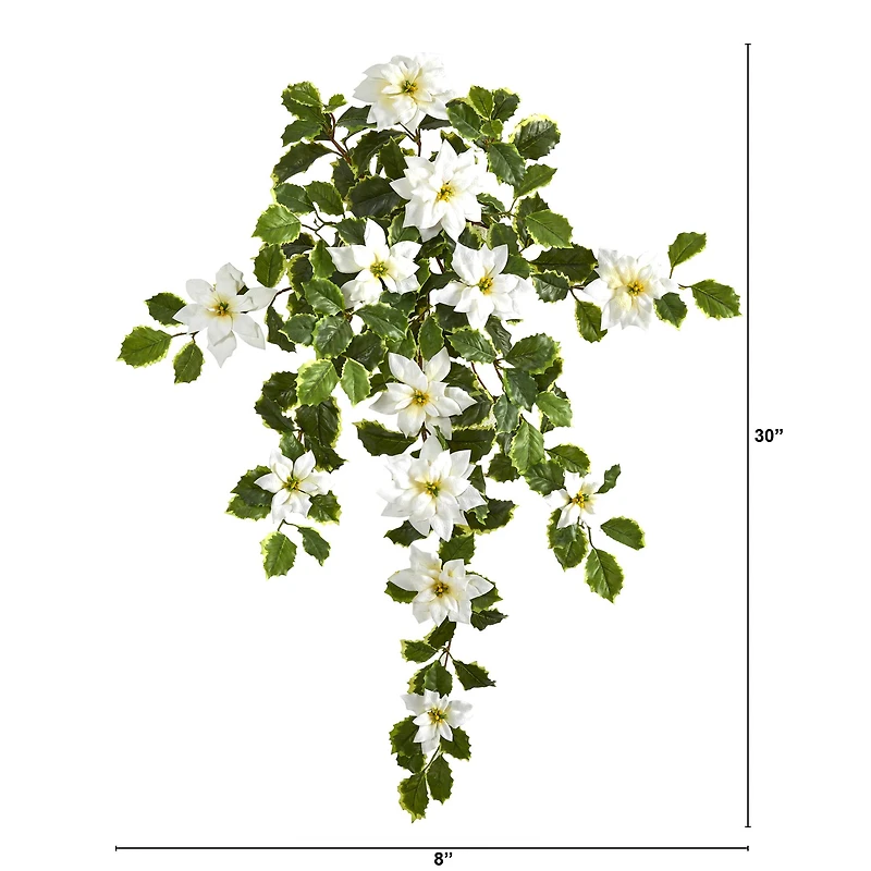 30” Real Touch Poinsettia and Variegated Holly Artificial Plant Set