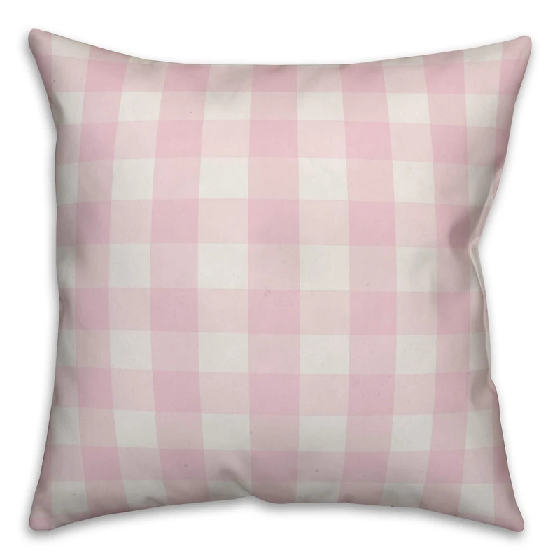 Happy Easter Pink Buffalo Check Throw Pillow