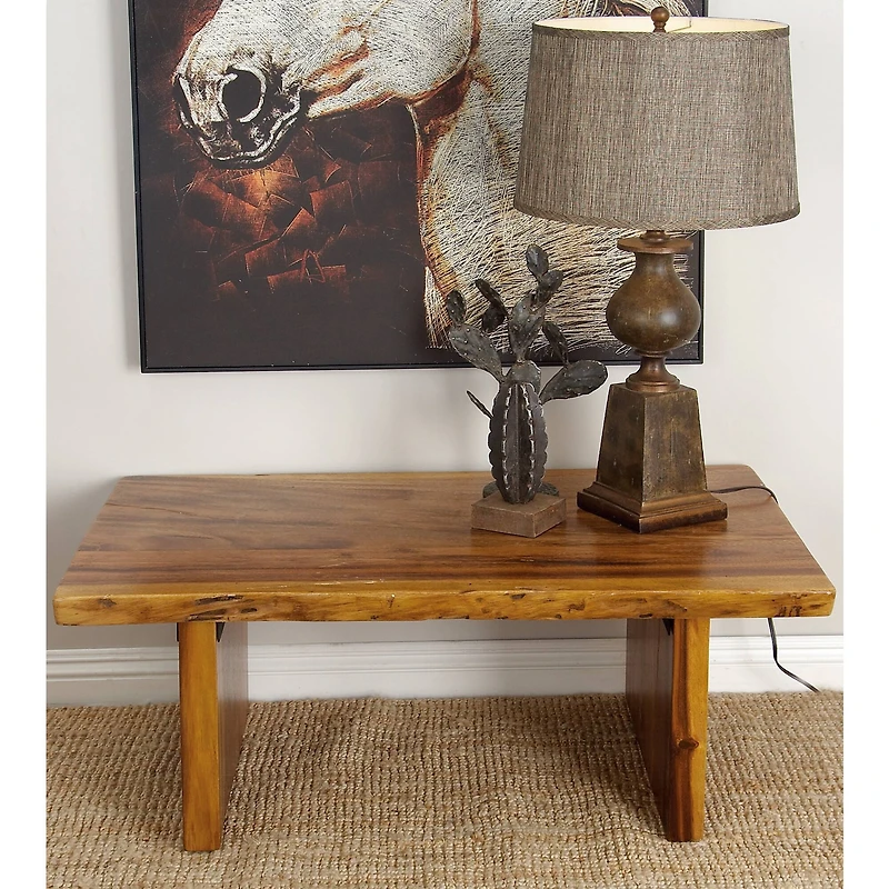 Brown Wood Contemporary Coffee Table, 16" x 40" x 24"