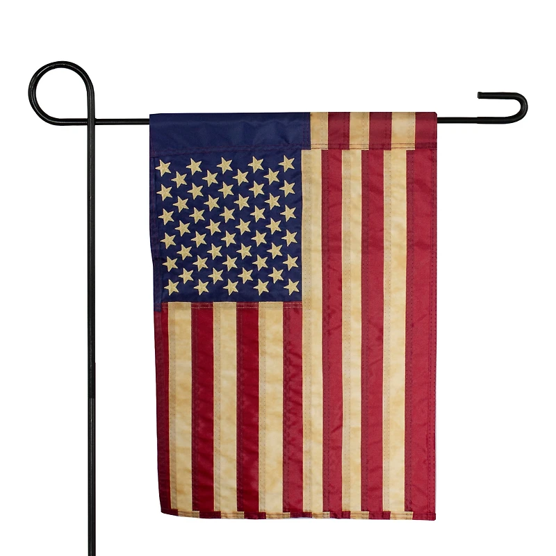 18" Embroidered Tea-Stained American Garden Flag