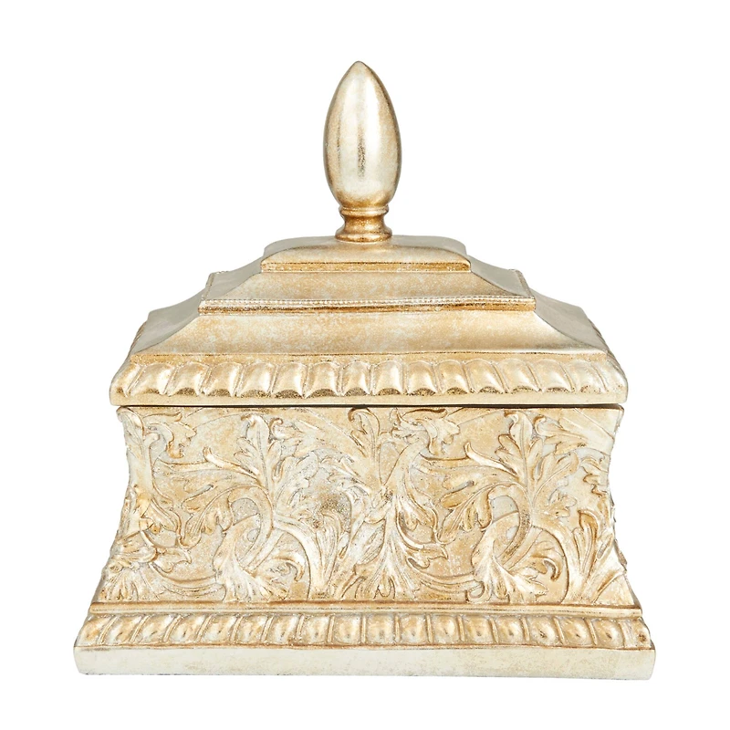 11" Gold Square Traditional Decorative Jar