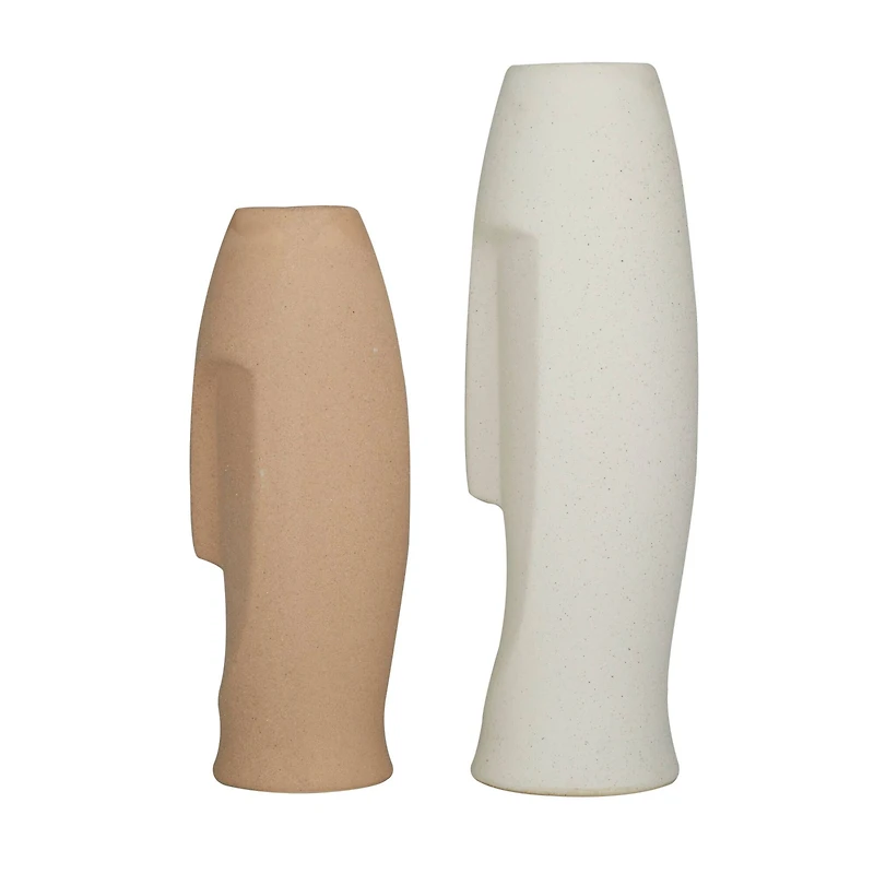 Set of 2 Multi Stoneware Contemporary Vase, 15" x 5" x 5"