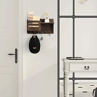 NEX™ 16" Brown Wall-Mounted Mail & Key Holder Organizer with 6 Key Hooks