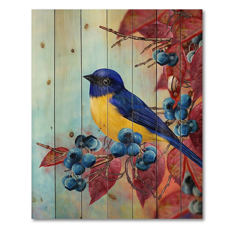 Designart - Bright Bird Bullfinch Sitting On A Branch I