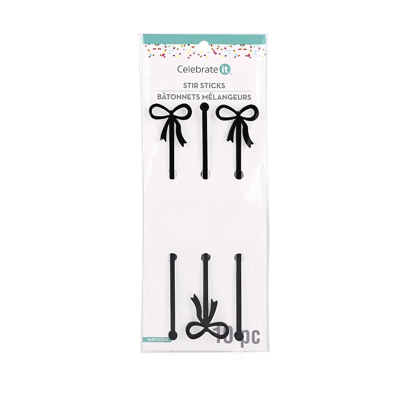 Black Bow Stir Sticks, 10ct. by Celebrate It™