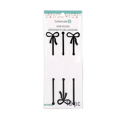 Black Bow Stir Sticks, 10ct. by Celebrate It™