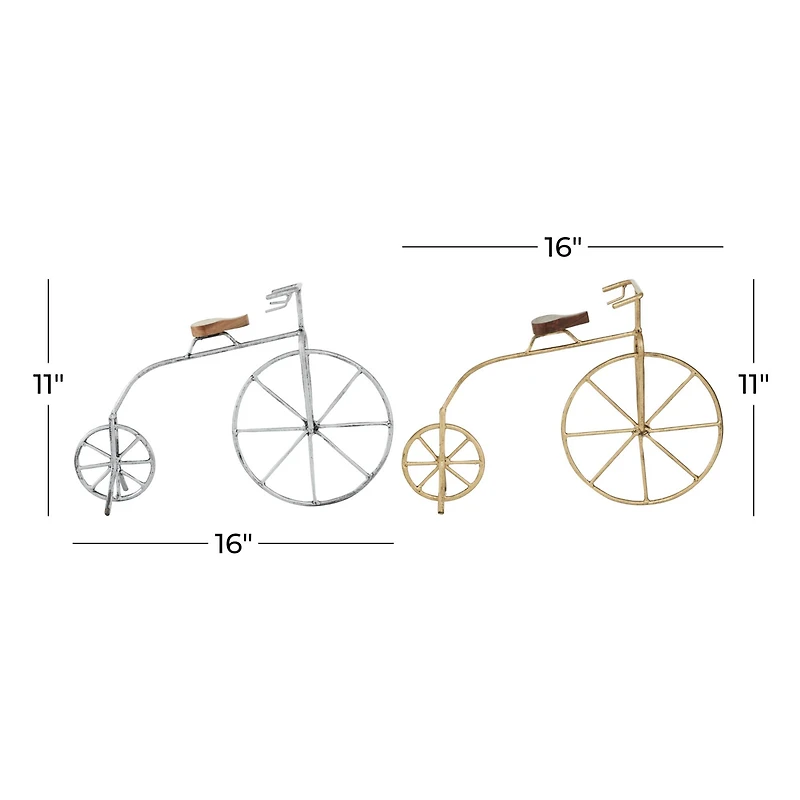 Gold and Silver Metal Contemporary Bicycle Set