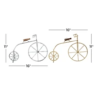 Gold and Silver Metal Contemporary Bicycle Set