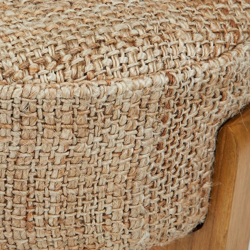 Hello Honey® 20" Natural Bohemian Jute Stool with Wood Legs