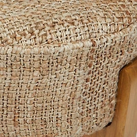 Hello Honey® 20" Natural Bohemian Jute Stool with Wood Legs