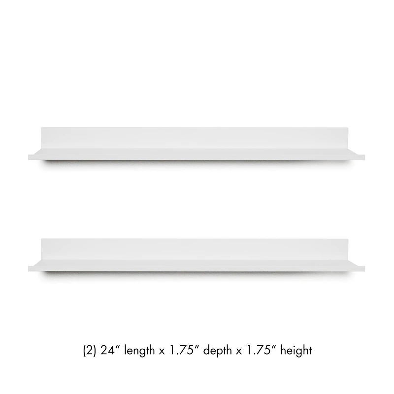 HangZ™ White 24" No Stud Photo Ledge, 2ct.