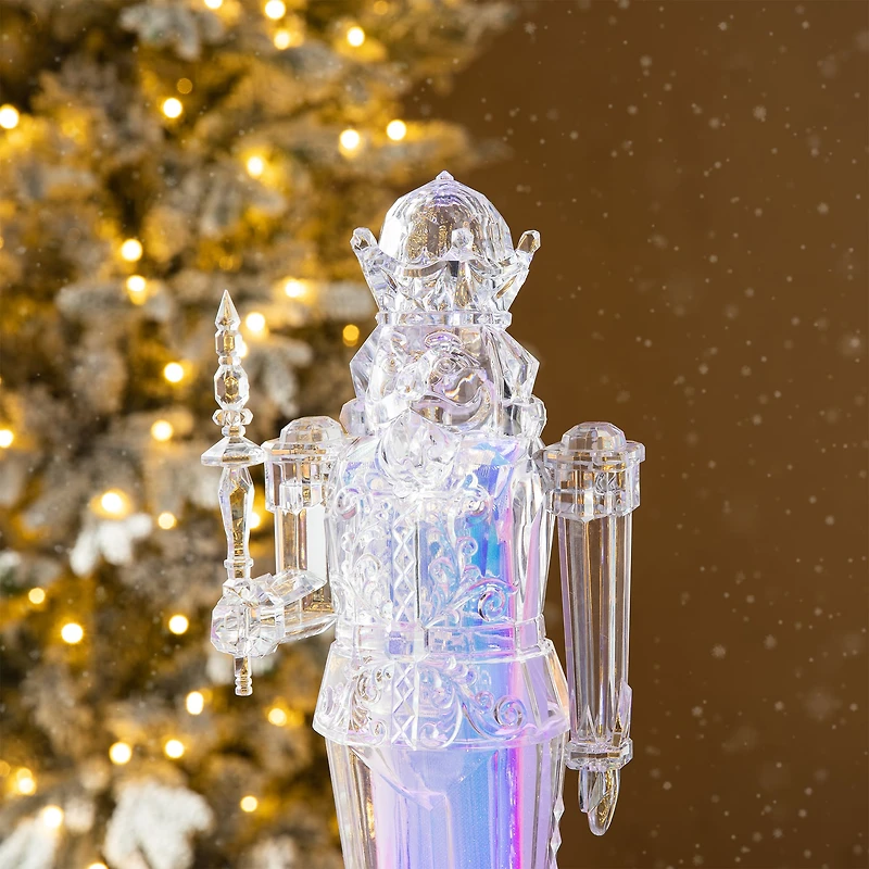 Glitzhome® 18" Acrylic Lighted Tabletop Nutcracker Figurine