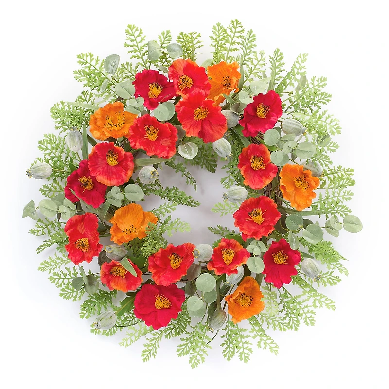 18.5" Red Poppy Wreath