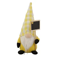 10" Yellow Gingham Hat Springtime Gnome with Chalk Board