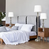 Lalia Home Classic Brushed Steel Table and Floor Lamp Set